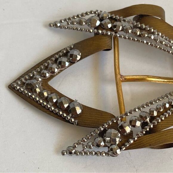 ART DECO Hematite Belt Buckle Brass Tone 1940s Vintage Flapper Diamond‎ Shape main image 6